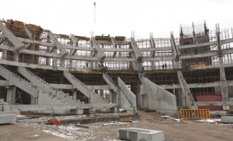 На строительстве стадиона «Спартак». Октябрь 2012 года.