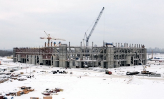 На строительстве стадиона «Спартак». Январь 2013 года.