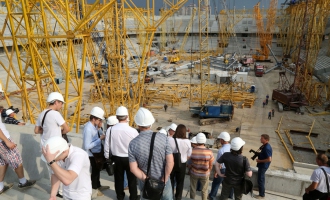 At the construction site of the «Otkritie Arena» stadium. June 26, 2013.