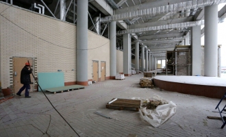 На строительстве стадиона «Открытие Арена». Декабрь 2013 г.
