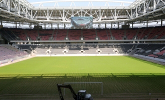 На строительстве стадиона «Открытие Арена». Май 2014 г.